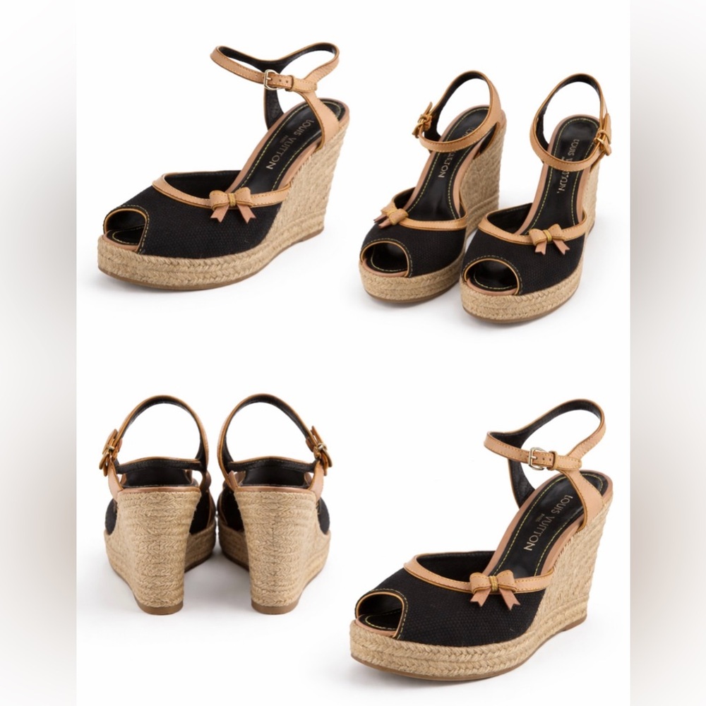 Louis Vuitton Isola Canvas Wedge Espadrilles Sandals FR38.5 US8 $1030 - Picture 2 of 15
